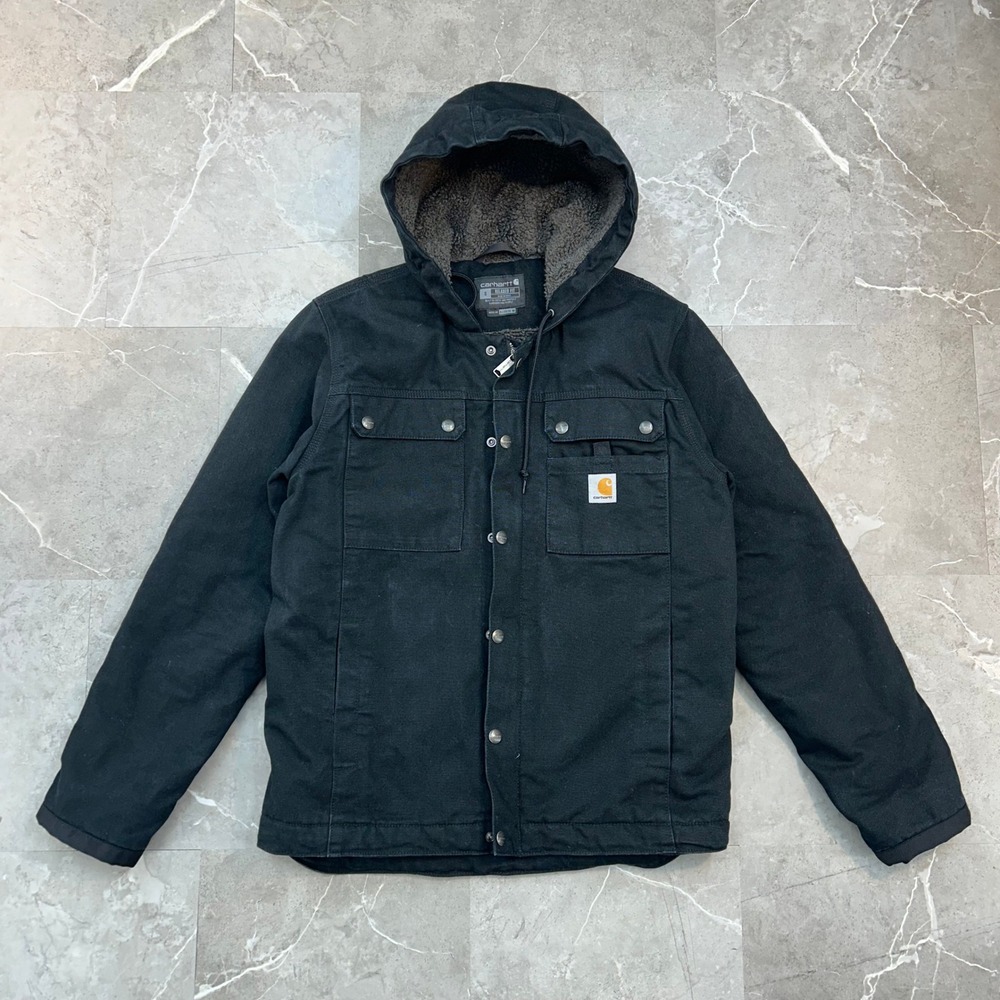 Carhartt Bartlett Jacket Mens Small Sherpa Lined Workwear Coat J3826 Black